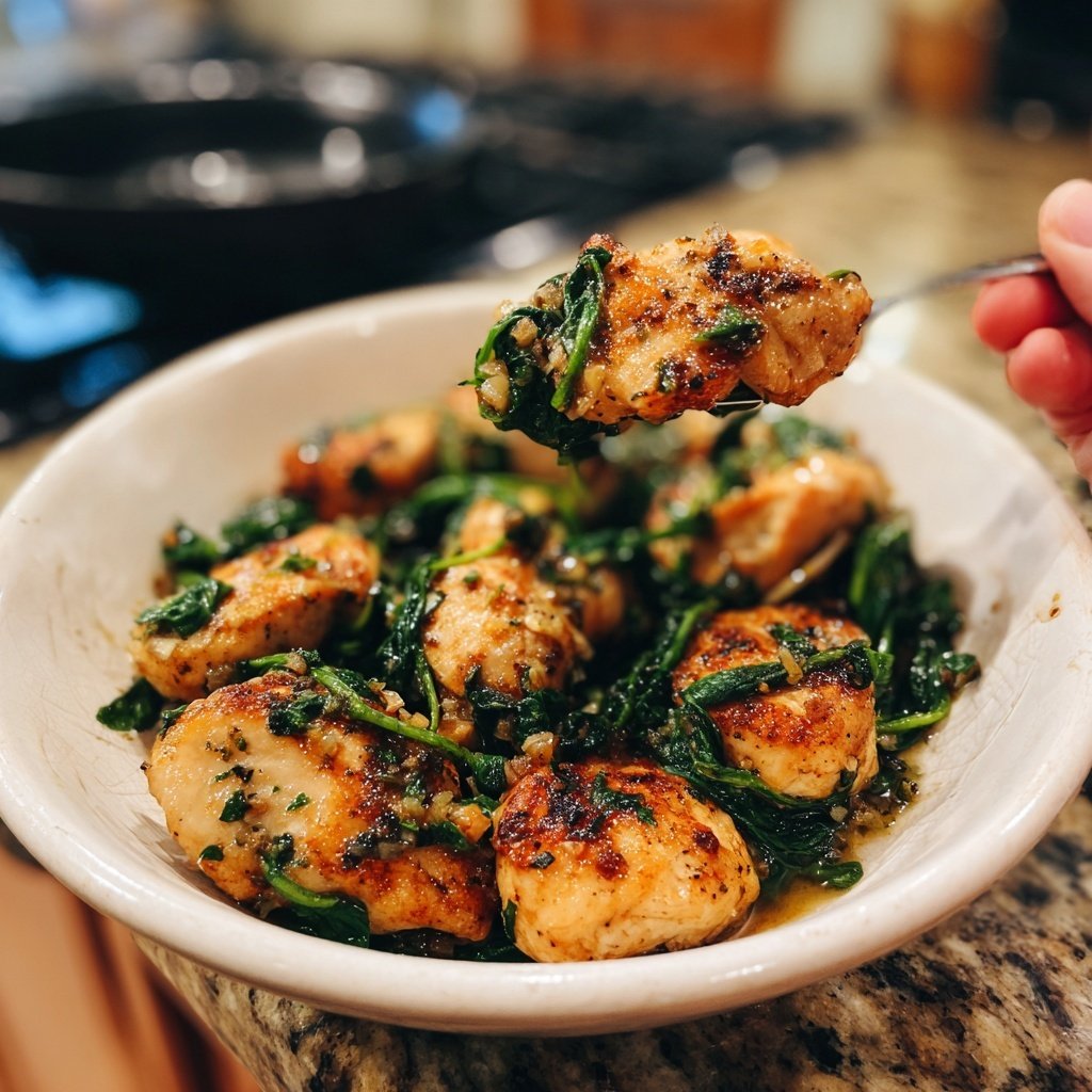 Sautéed Garlic Chicken with Spinach