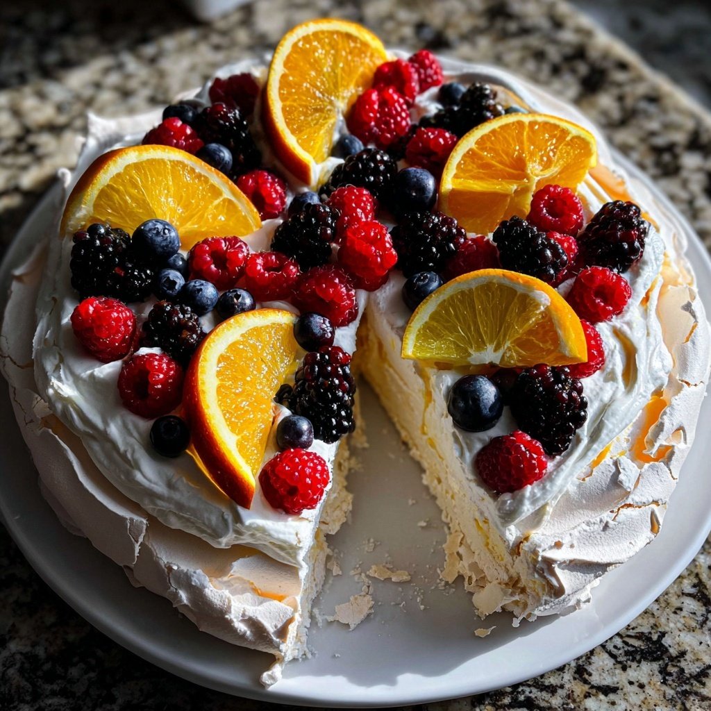 Festive Citrus Pavlova with Berries