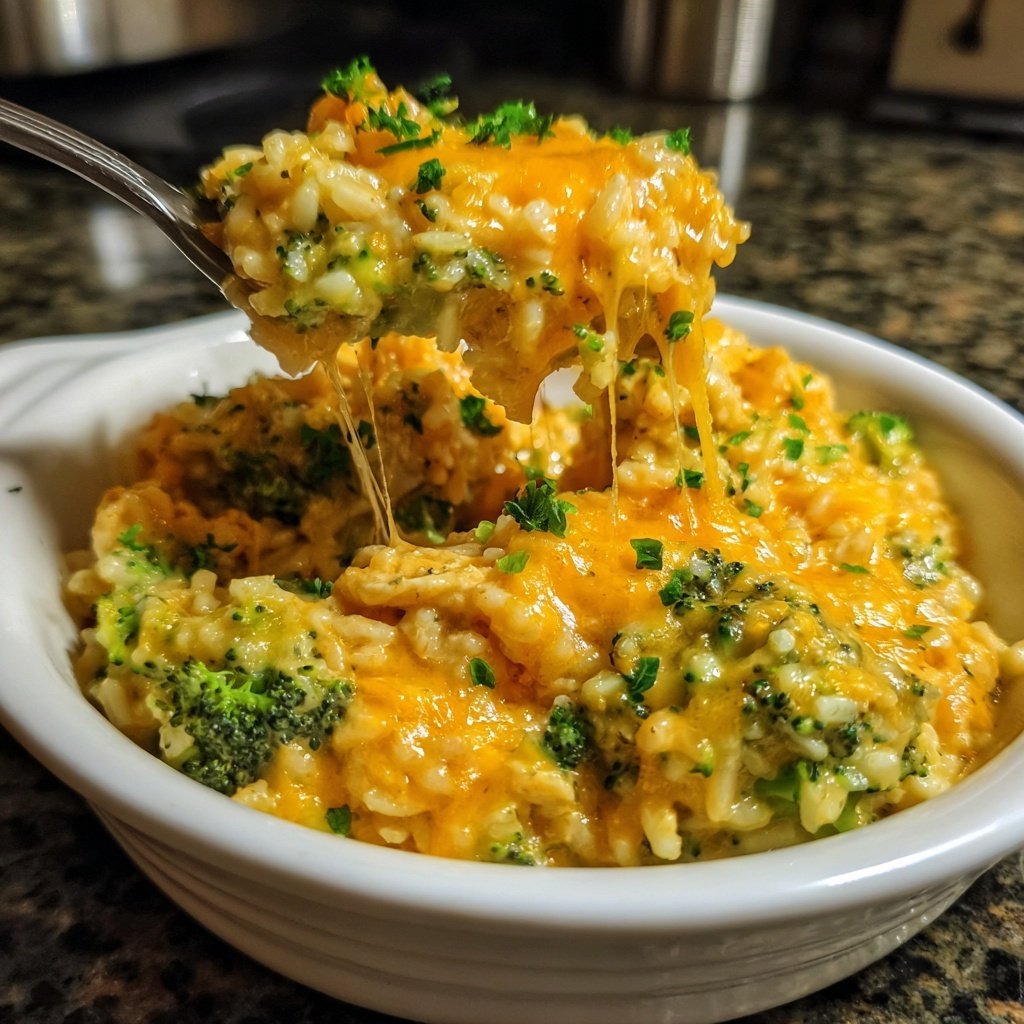 Cheesy Chicken Skillet Broccoli Rice