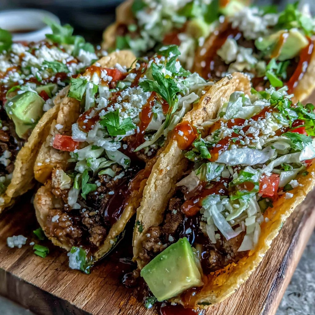 Teriyaki Hamburger Meat Tacos