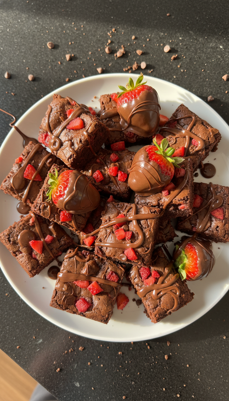 Chocolate-Covered Strawberry Brownies