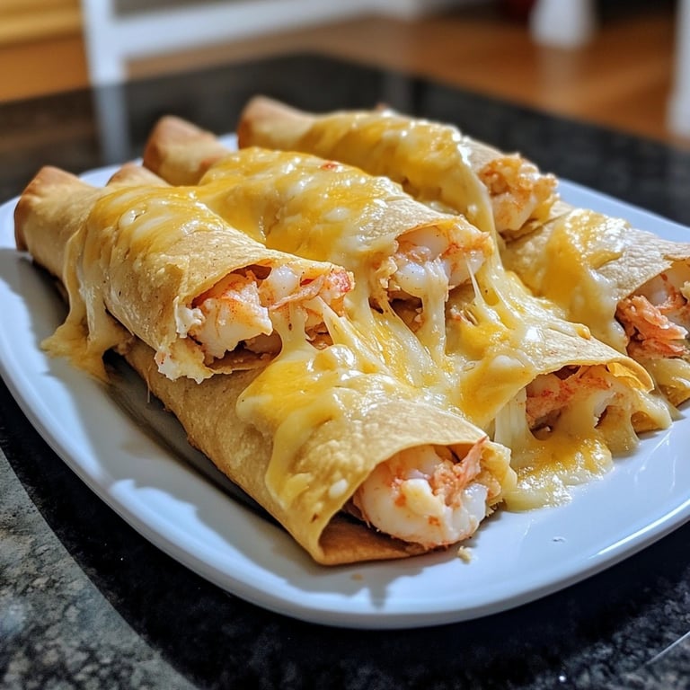 Crispy Crab And Shrimp Queso Taquitos
