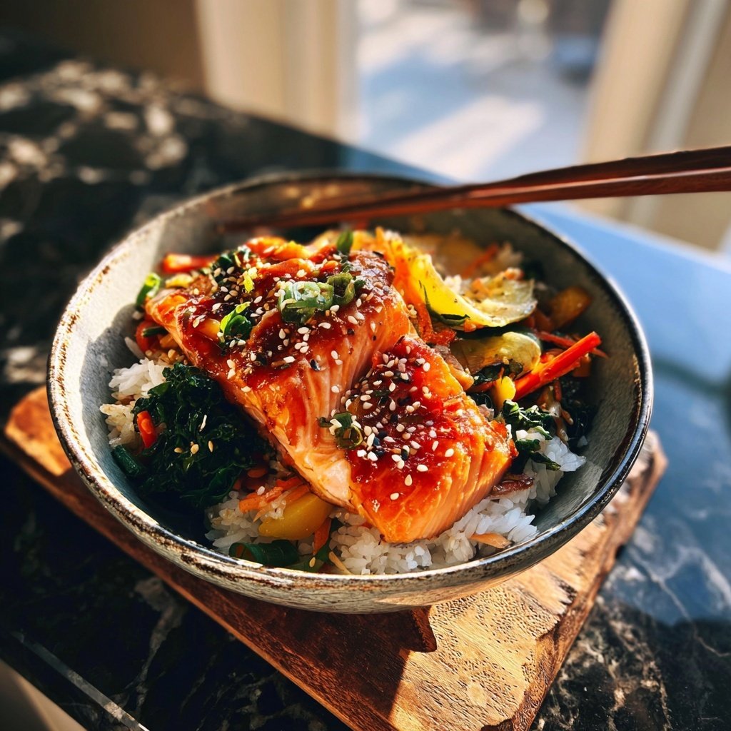 Asian-Inspired Salmon Rice Bowl