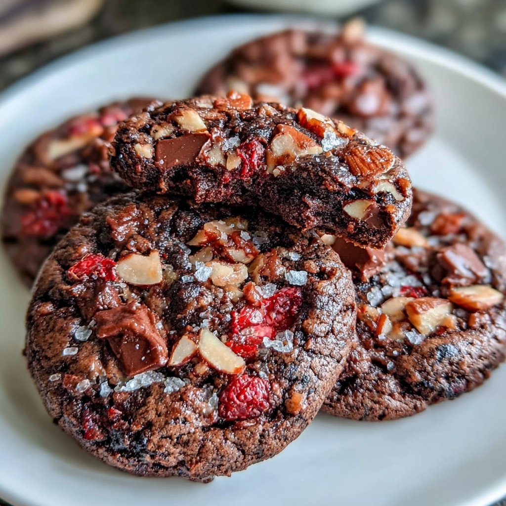 Raspberry Almond Brownie Cookies