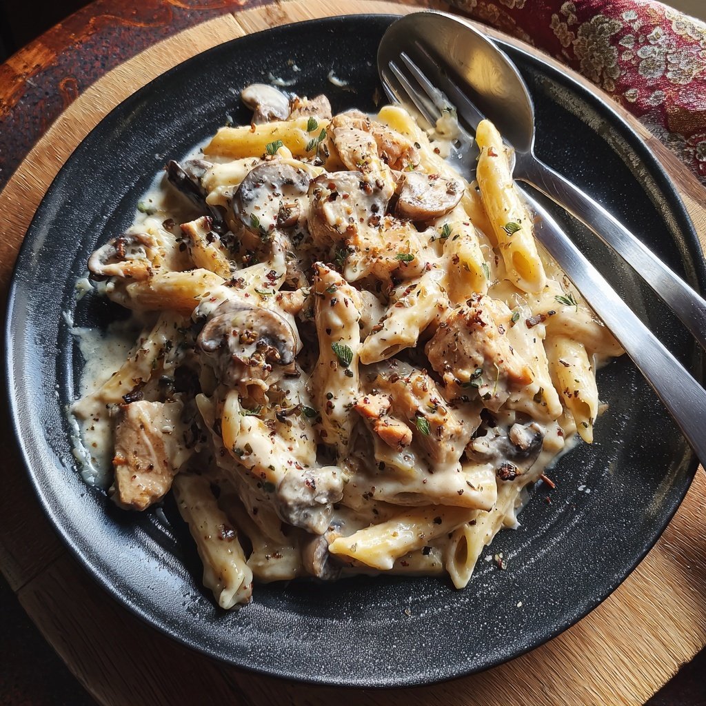 Creamy Mushroom Turkey Pasta