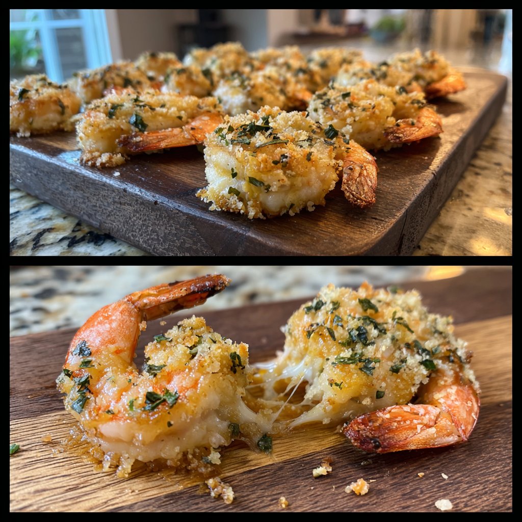 Cheesy Garlic Shrimp Bake
