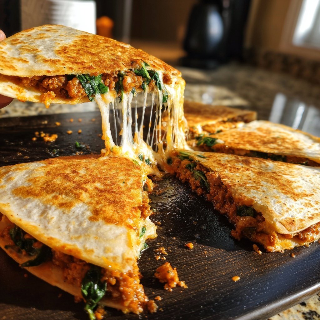Ground Turkey and Spinach Quesadilla