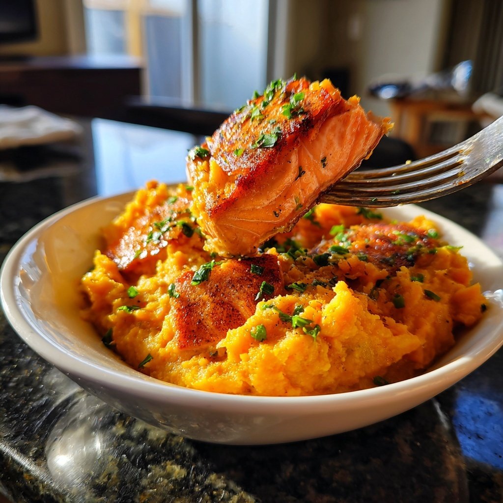 Sweet Potato Mash with Salmon